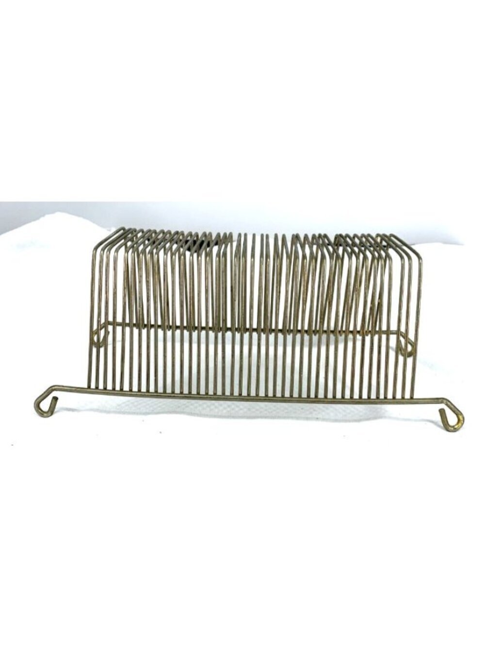 Record Wire Rack Metal Gold/Brass Tone Vintage MCM Tabletop Vinyl 40 Slots